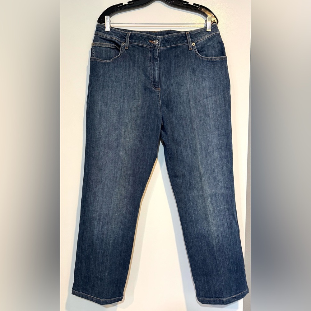 ST. JOHN Dark Wash Straight Leg Jeans Size 16 Made in USA
